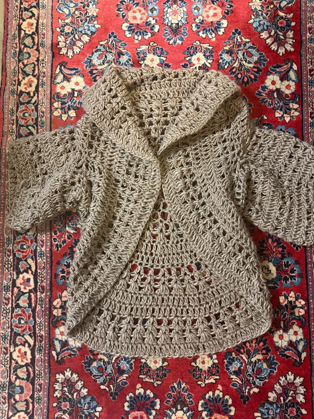 Handmade Crochet Cocoon Shrug – Chunky Open-Stitch Draped Cardigan